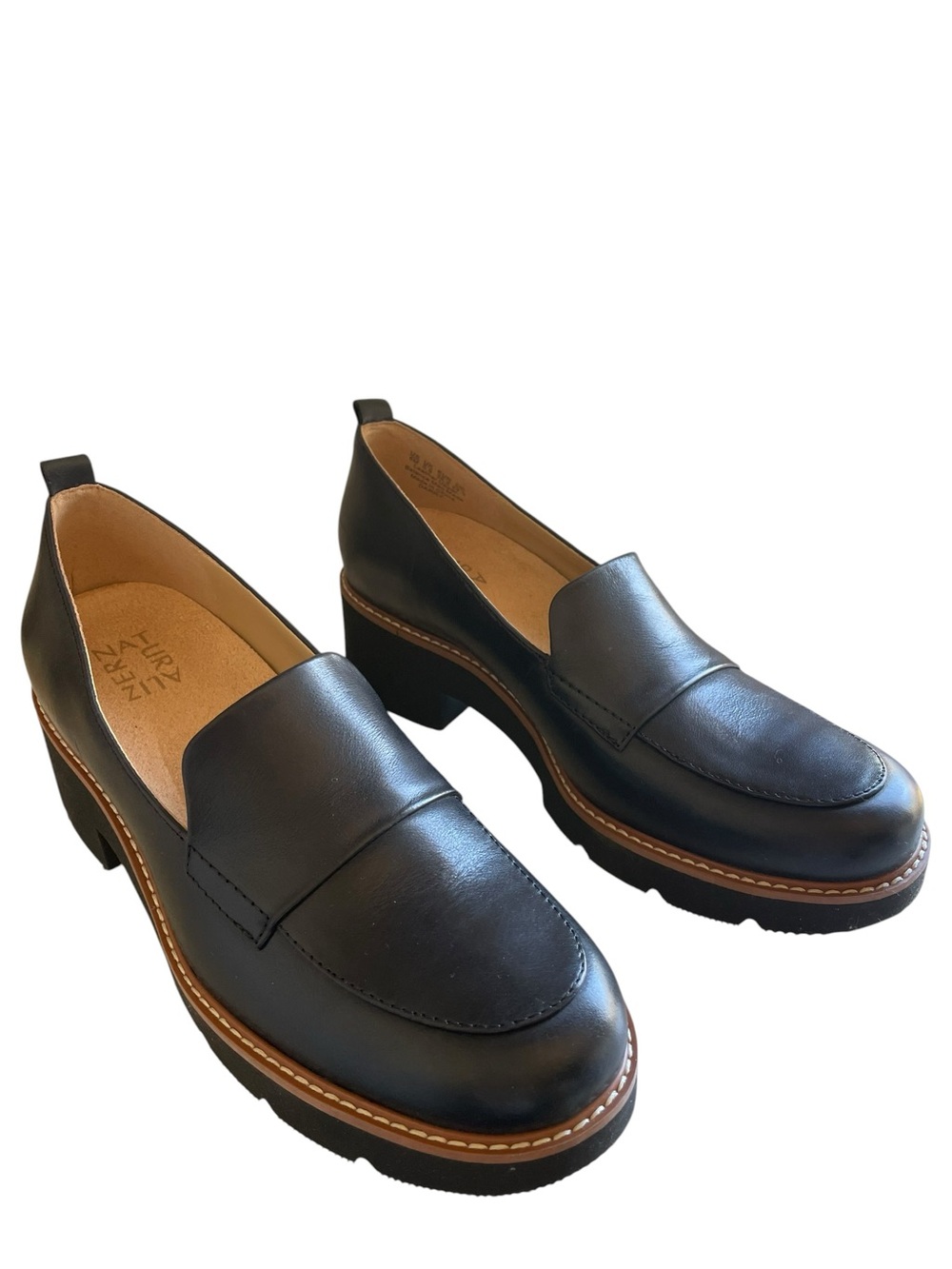 Naturalizer Darry Lug Black Leather Chunky Sole Loafers Size 8 NEW - Picture 6 of 14